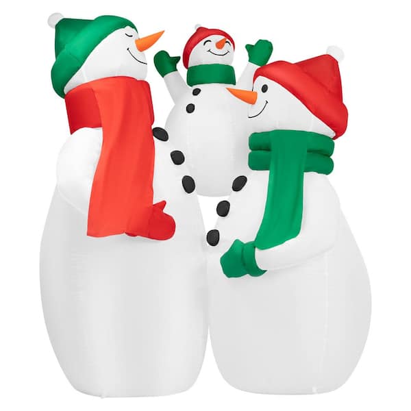 6 ft. Height Christmas Snowman Family Inflatable with Built-in LED Light