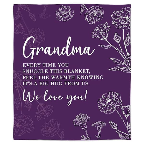 Afoxsos Purple Grandma Polyester Soft Flannel 60 in. x 50 in. Blanket-Mothers Day Birthday Gifts for Grandmas