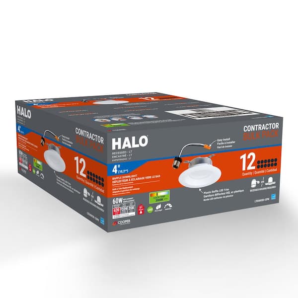 LTE 4 in. Integrated LED Recessed Trim, 600lm, 90 CRI, 3000K, Housing Required New Construction or Remodel (12-Pack)