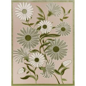 Aloha Ivory Green 12 ft. x 15 ft. Botanical Contemporary Indoor/Outdoor Area Rug