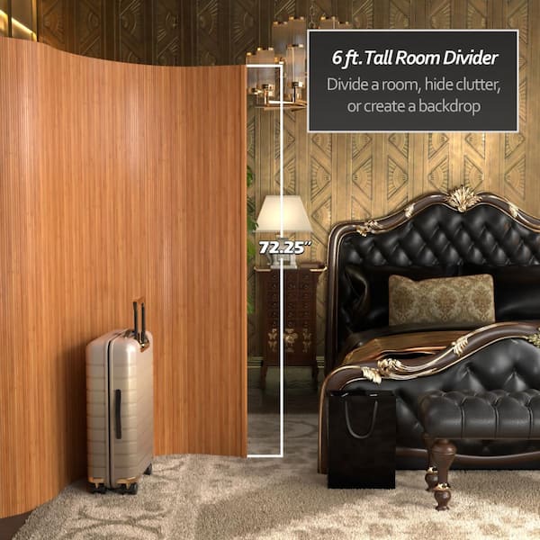 RED LANTERN 6 ft. Natural Bamboo Wave 1-Panel Room Divider BF-75