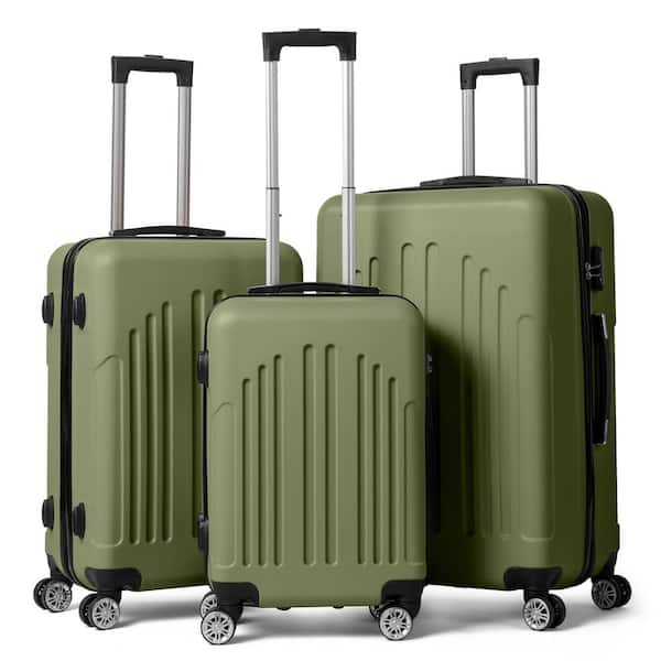Karl home Nested Hardside Luggage Set in Green, 3 Piece - TSA Compliant