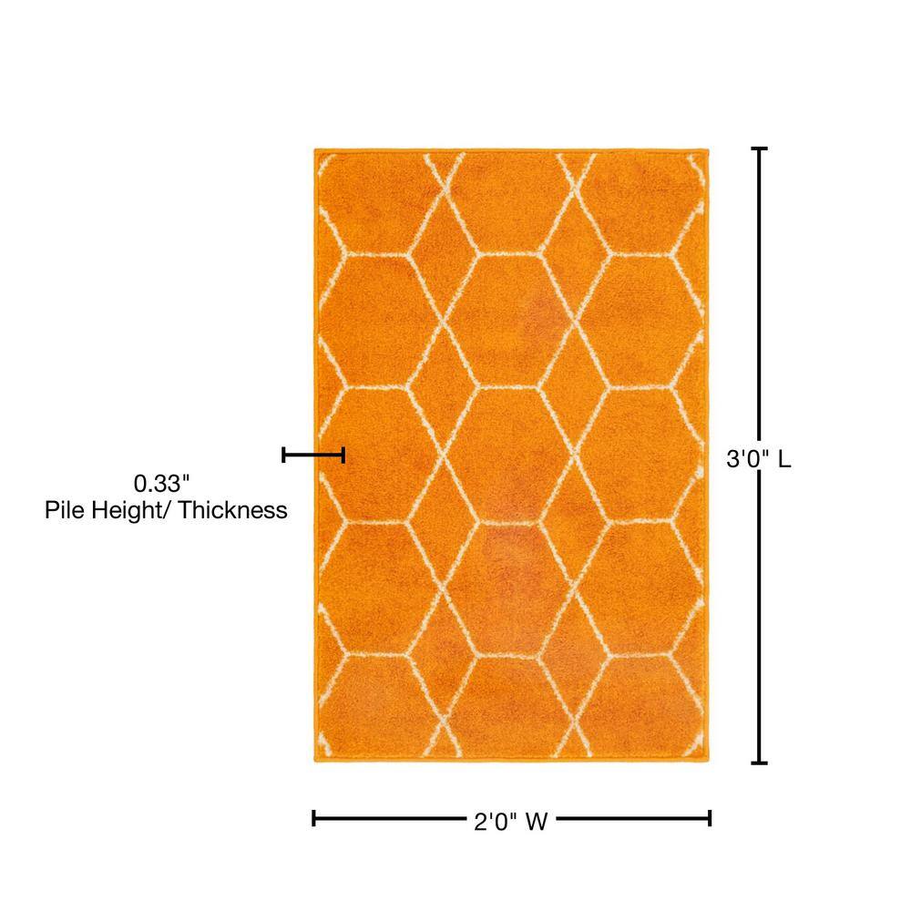 Orange Geometric Trellis Synthetic Indoor Area Rug
