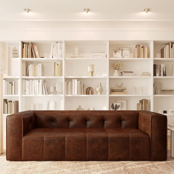 Poly and Bark Capa 92 in. Square Arm 3-Seater Sofa in Chocolate Brown