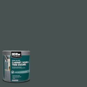 1 qt. #MQ6-44 Black Evergreen Semi-Gloss Enamel Interior/Exterior Cabinet, Door & Trim Paint