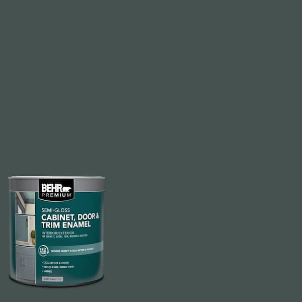 BEHR PREMIUM 1 qt. #MQ6-44 Black Evergreen Semi-Gloss Enamel Interior/Exterior Cabinet, Door & Trim Paint