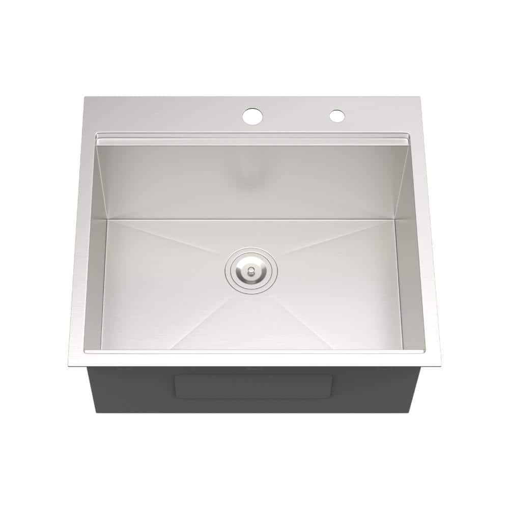 25 in. Drop-in Single Bowl 16 Gauge Brushed Nickel Stainless Steel Kitchen Sink with Drain,Cutting Board price history on PriceWatchPro