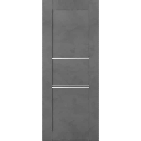 Belldinni 36 in. W x 80 in. H x 1-3/4 in. D 1-Panel Solid Core Vona 07 3H Dark Urban Prefinished Wood Interior Door Slab