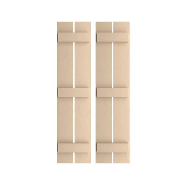 Ekena Millwork 11.5 in. x 80 in. Timberthane Polyurethane 2-Board Spaced Board-n-Batten Smooth Faux Wood Shutters Pair