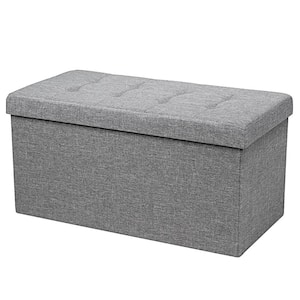 31.5 in. Dark Grey Fabric Foldable Storage Ottoman Toy Chest with Removable Storage Bin