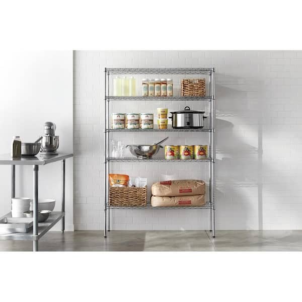 5-Tier Commercial Grade Heavy Duty Steel Wire Shelving Unit in Chrome (48 in. W x 72 in. H x 18 in. D)