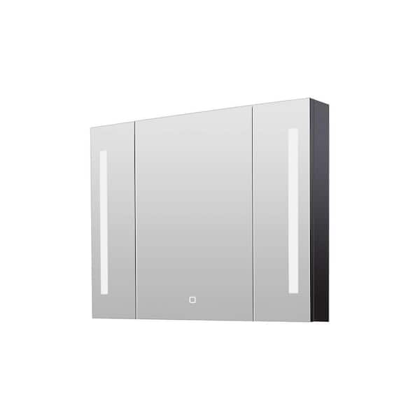 36 in. W x 26 in. H Rectangular Iron Medicine with Mirror and Dimmer Defogger ASMBPS2636