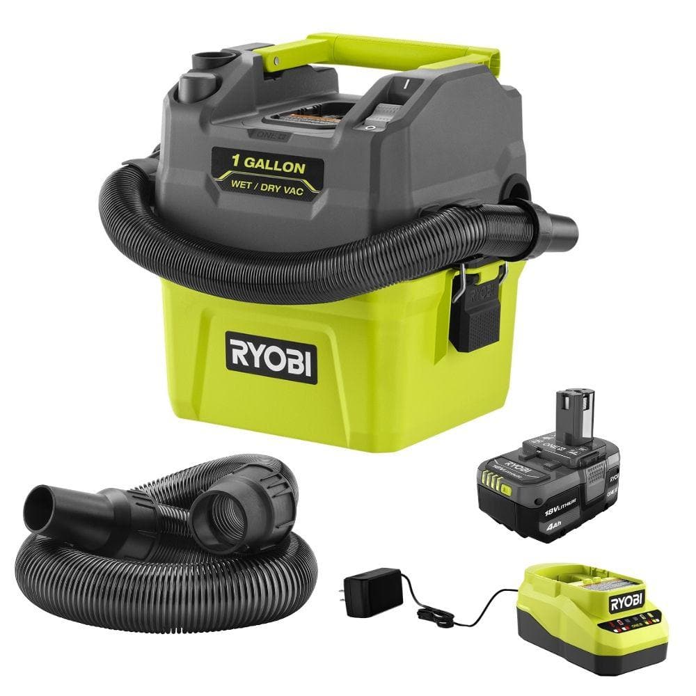 Ryobi One+ 18v Cordless 1 Gal. Wet Dry Vacuum Kit With 4.0 Ah Battery 