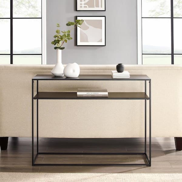 CROSLEY FURNITURE Braxton 42 in. Matte Black Standard Rectangle Metal Console Table