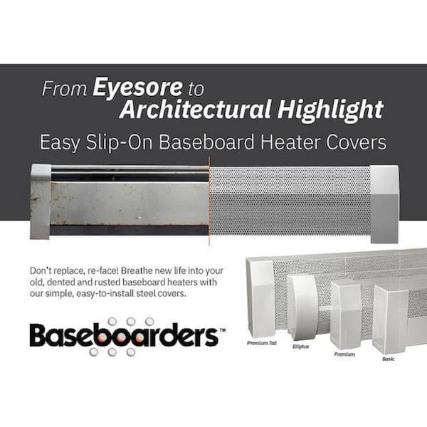 Baseboarders Premium Series Steel Easy Slip-On Baseboard Left Side Closed Endcap, White