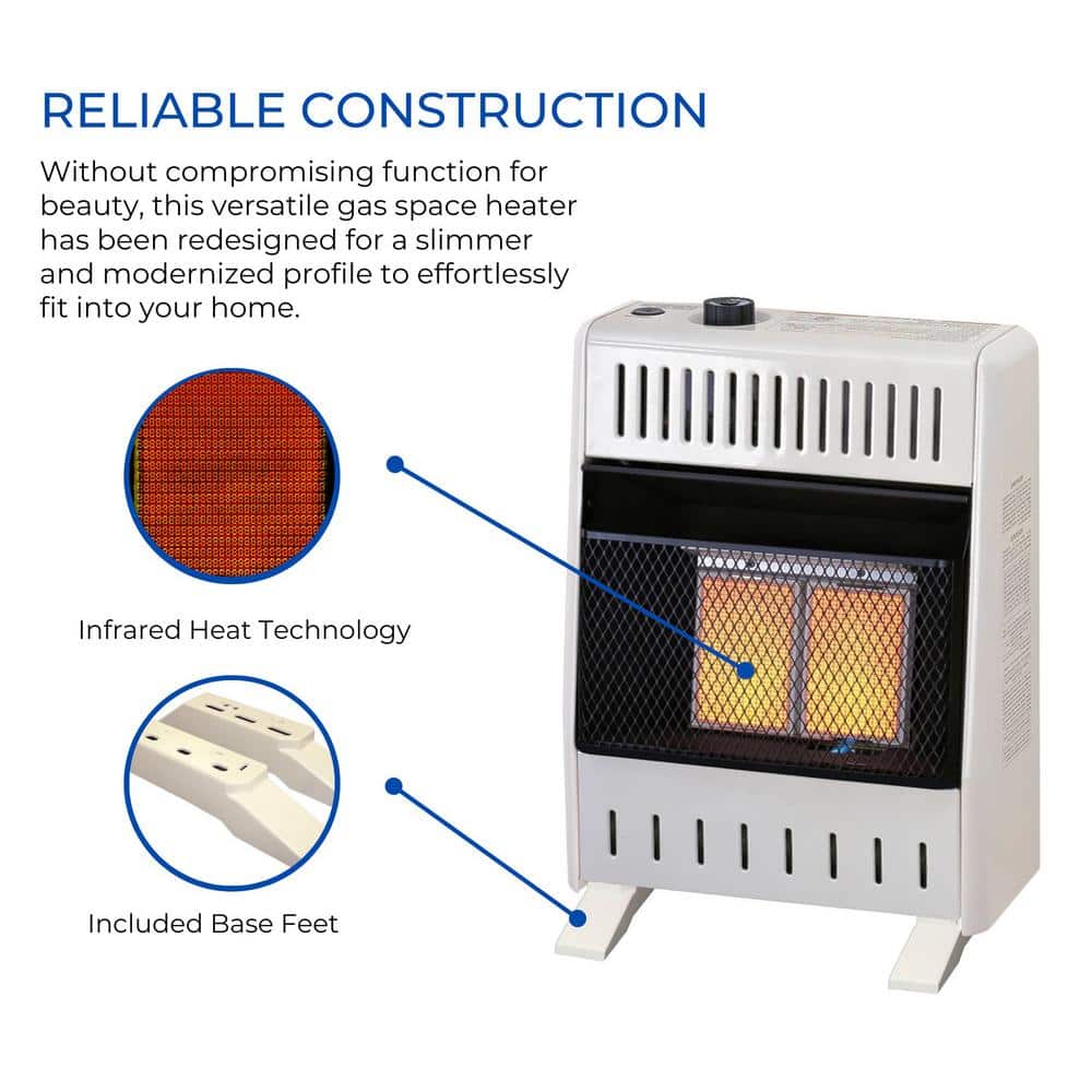 White Propane Infrared Wall-Mount Heater with Thermostat Control