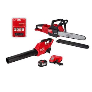 M18 FUEL 16 in. 18V Lithium-Ion Brushless Battery Chainsaw Kit with M18 FUEL Blower, Extra Chainsaw Chain