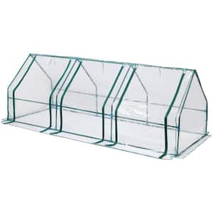9 ft. W x 3 ft. D x 3 ft. H Portable Mini Greenhouse Kit with 3 Roll-up Zipper Doors, Transparent