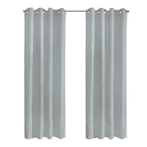 Boucle Light Grey Polyester Raised Slub Textured 52 in. W x 108 in. L Grommet Indoor Sheer Curtain (Single Panel)