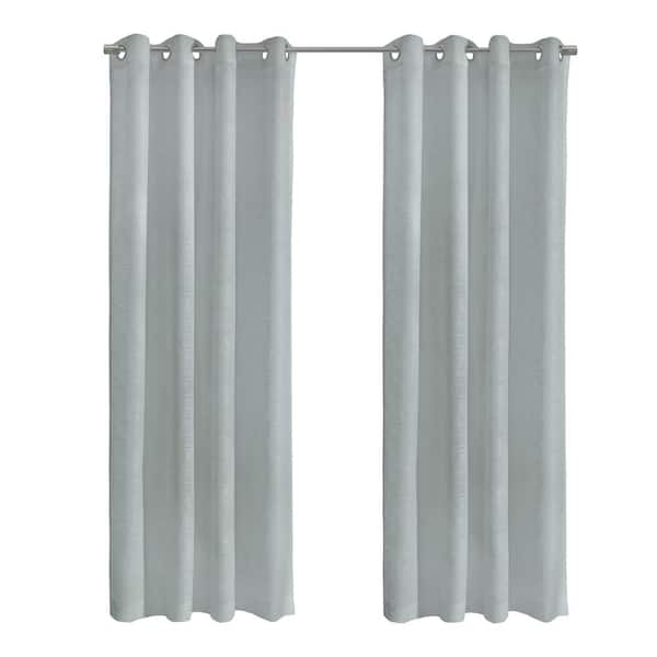 Habitat Boucle Light Grey Polyester Raised Slub Textured 52 in. W x 108 in. L Grommet Indoor Sheer Curtain (Single Panel)
