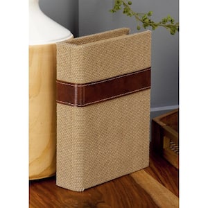 Rectangle Linen Faux Book Box with Faux Leather Detailing (Set of 3)