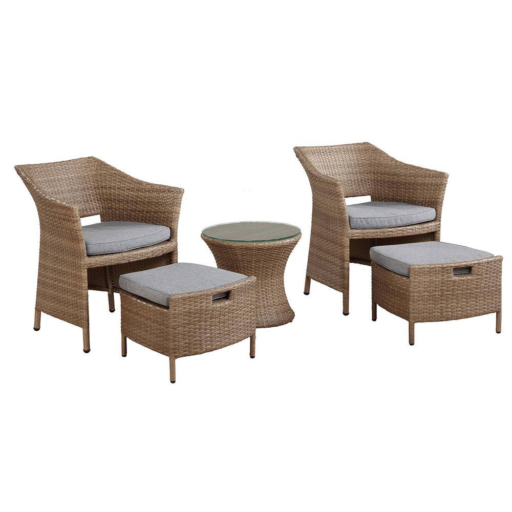 Kokoli 5-Piece All-Weather Wicker Outdoor Patio Conversaton Set with Dark Gray Cushions price history on PriceWatchPro
