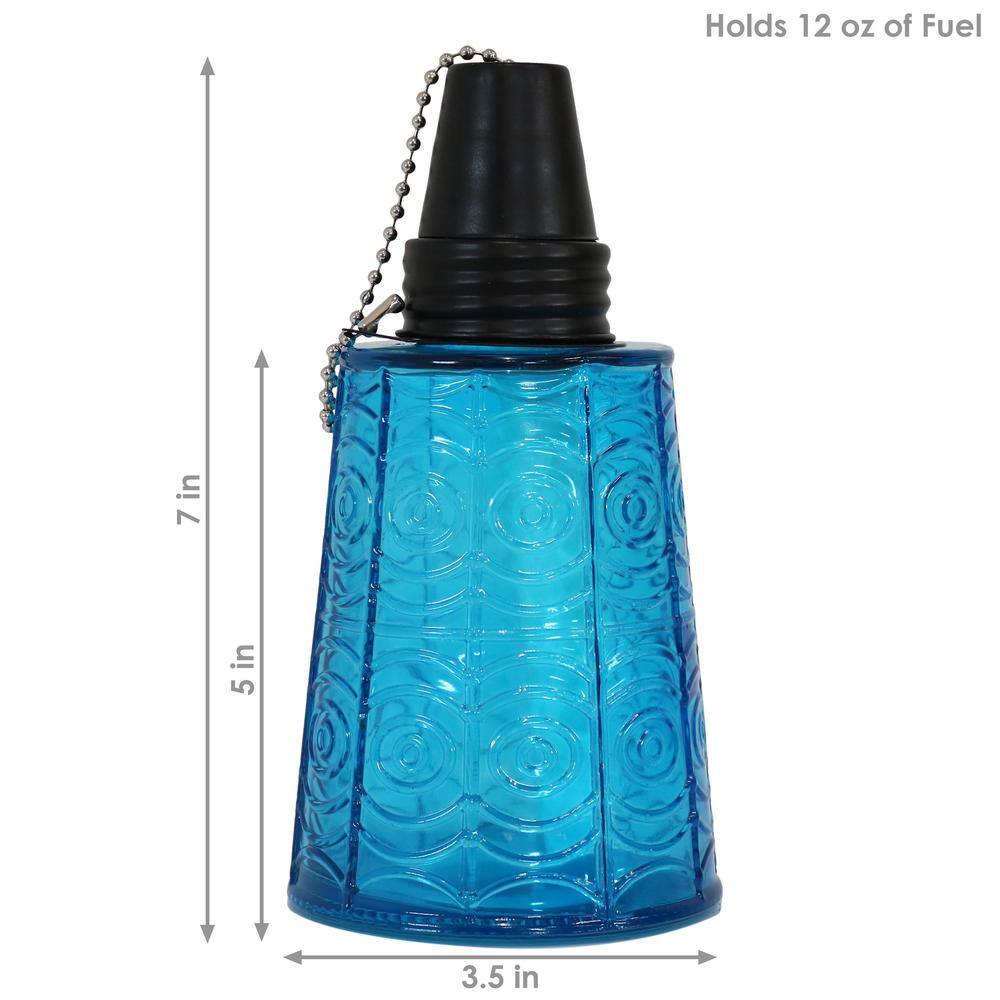 Multicolor Glass Tabletop Torches with Fiberglass Wicks - Set of 3