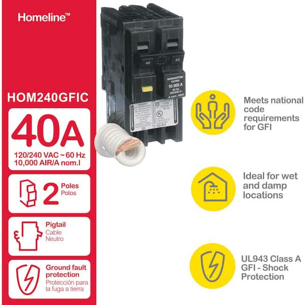 Homeline 40 Amp 2-Pole GFCI Circuit Breaker