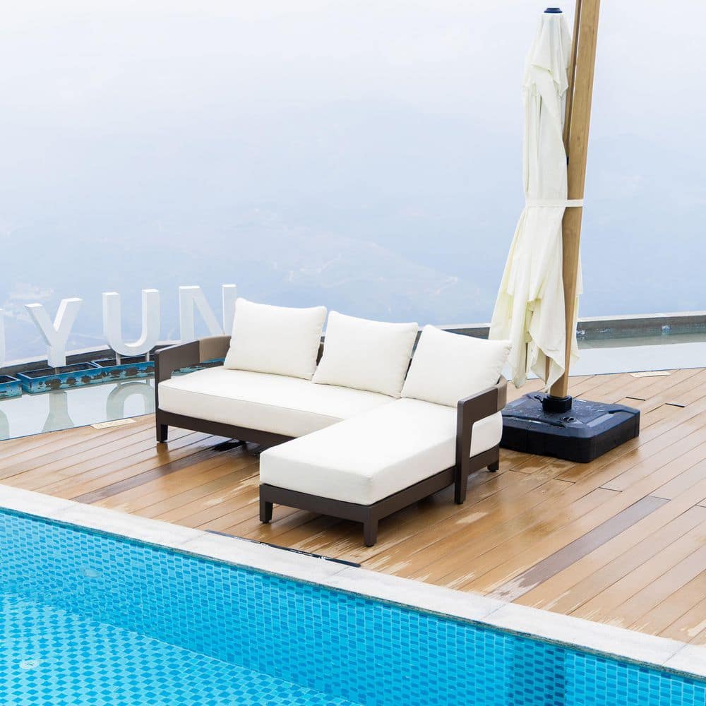 3-Piece Patio Conversation Sets All Weather Outdoor Couch Sectional Set with Cushion Conversation Set Bronze
