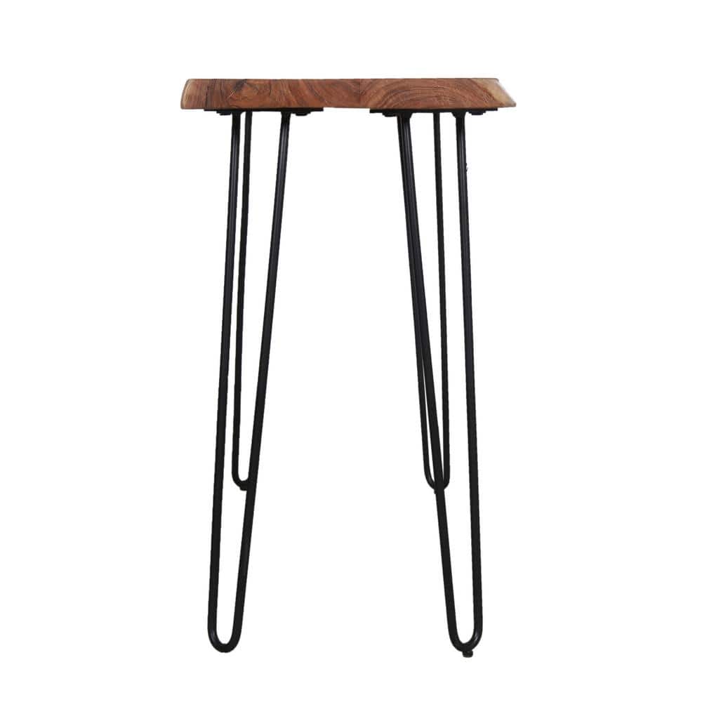 Natural Live Edge Acacia Wood and Metal Hairpin Console Table