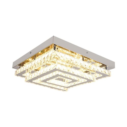 Silver Modern Square Flush Mount Dimmable LED Ceiling