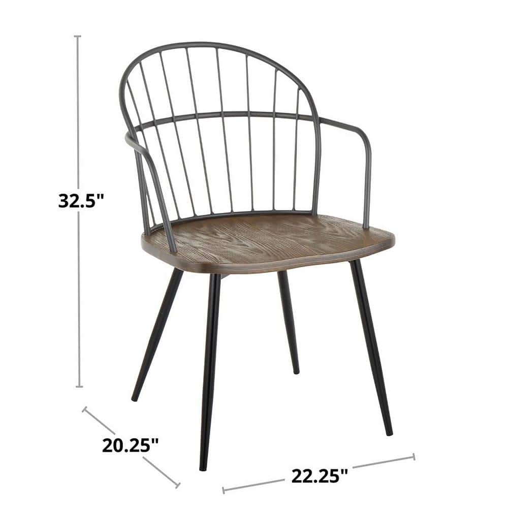 Riley Dark Brown Metal Spindle-Back Arm Chair Set