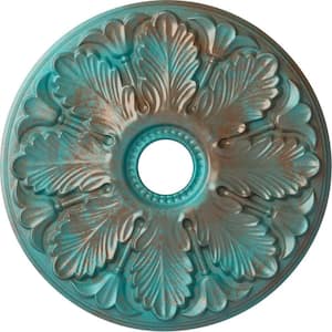 1 in. x 24-1/2 in. x 24-1/2 in. Polyurethane Milan Ceiling Medallion, Copper Green Patina