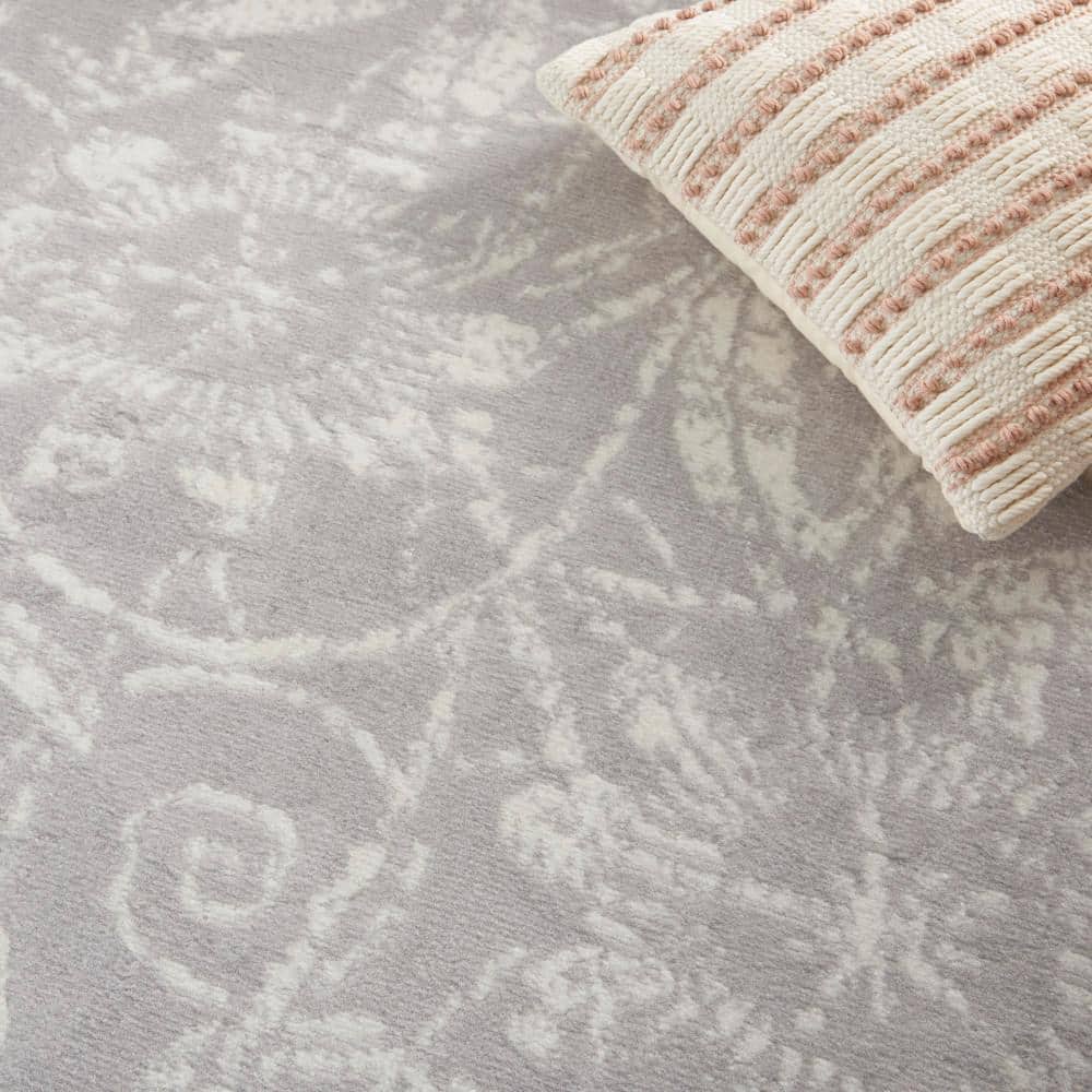 Enchanted Floral Grey 6' x 9' Synthetic Flat Woven Area Rug