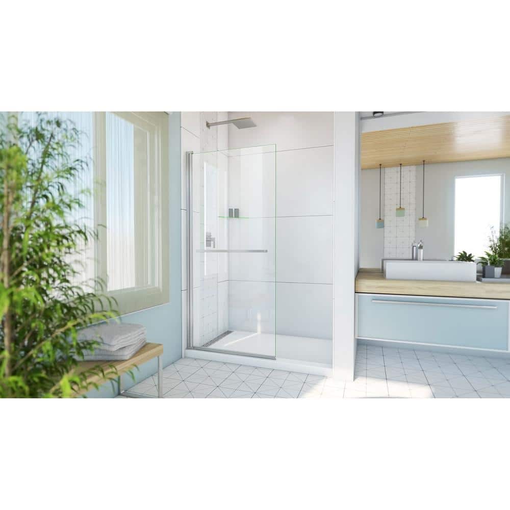 Aqua-Q Swing 72" Frameless Shower Door with Brushed Nickel Finish
