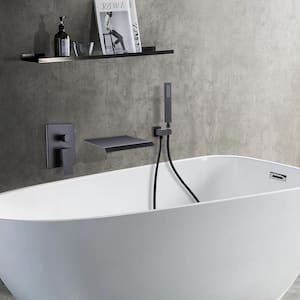 1-Handle 1-Spray Tub and Shower Faucet with Hand Shower in Matt Black (Valve Included)