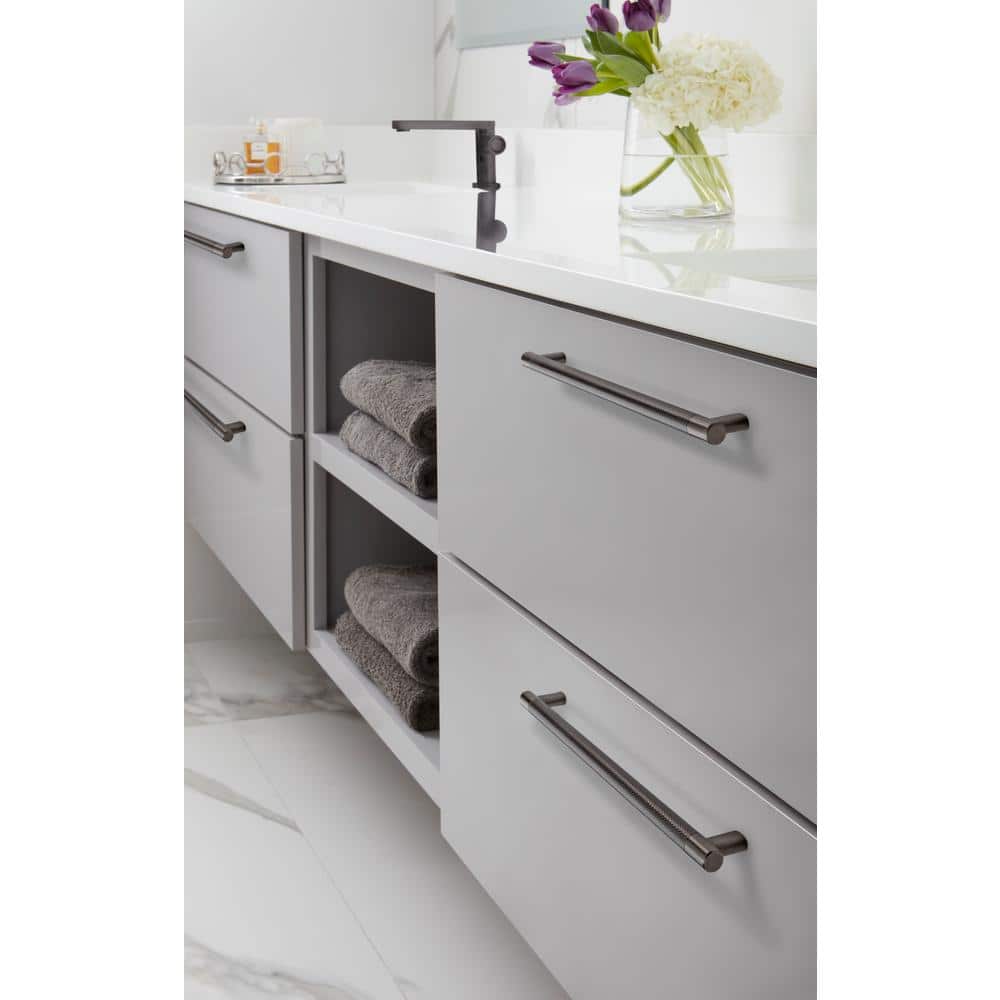 Gunmetal 12-5/8 Inch Modern Industrial Bar Cabinet Pull