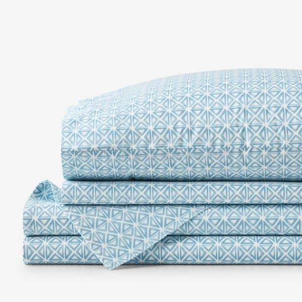 Company Cotton Idril Geo Percale Blue King Sheet Set