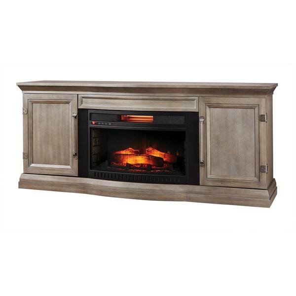 Home Decorators Collection Cinder Lake 65 in. TV Stand Infrared Electric Fireplace with Sound Bar in Gray Finish