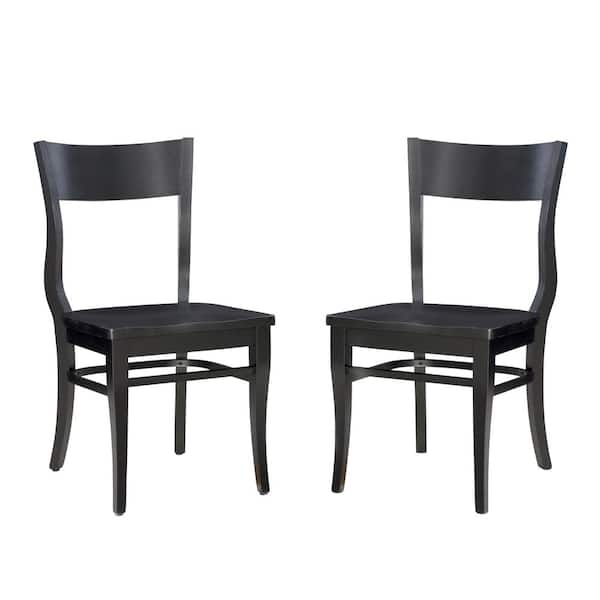 Linon Home Decor Choteau Black Wood Modern Farmhouse Side Chair (Set of 2)