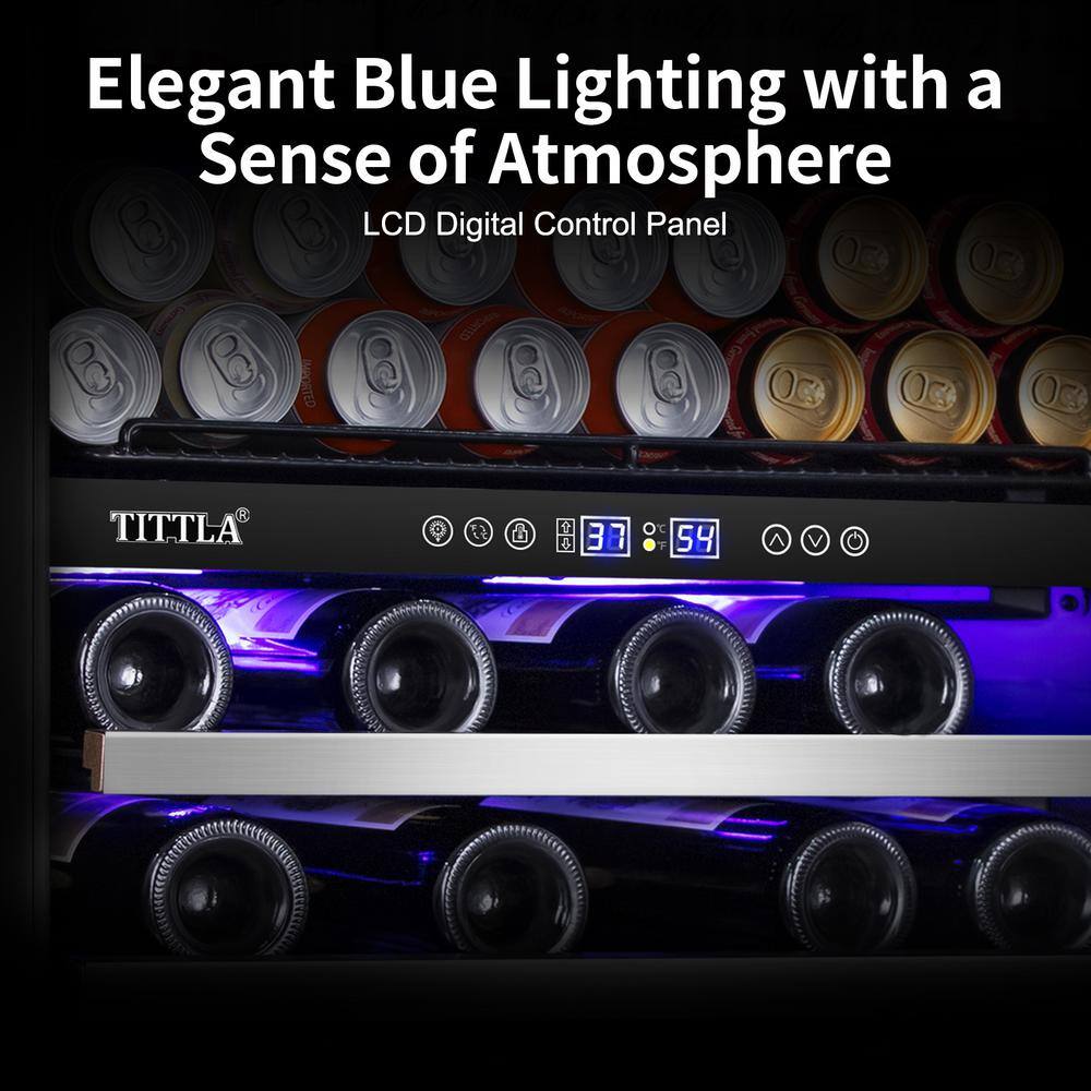 Tittla 24" Stainless Steel Dual Zone Wine and Beverage Cooler
