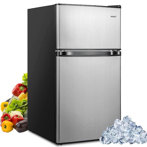 18.5 in. W, 4.5 cu. ft. 2-Door Mini Refrigerator, with Freezer in Platinum  Steel