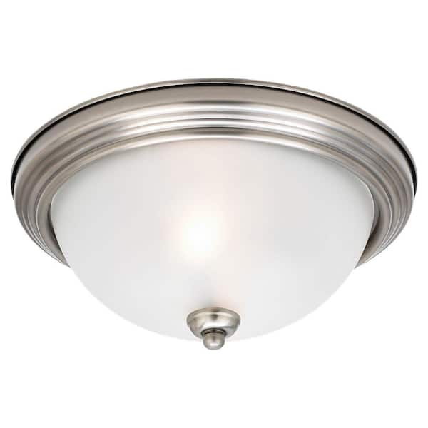 Generation Lighting Geary 14.5 in. 3-Light Antique Brushed Nickel Ceiling Flush Mount with Satin Etched Glass