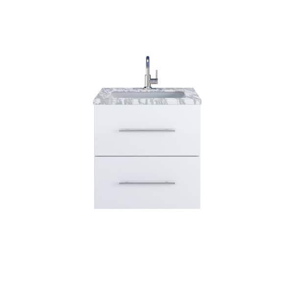 VOLPA USA AMERICAN CRAFTED VANITIES Napa 24 in. W x 22 in. D x 21-3/4 in. H Single Sink Bath VanityWall in Glossy with White Carrera Marble Countertop