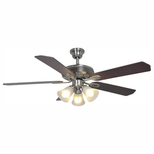 Hampton Bay Glendale 52 in. LED Indoor Brushed Nickel Ceiling Fan with Light Kit