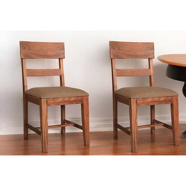 Brown Solid Wood Side Chair (Set of 2)
