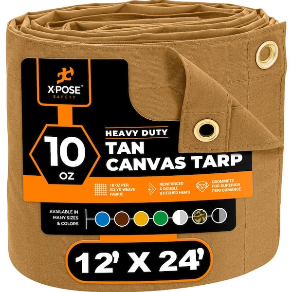 Canvas Heavy-Duty 12 ft. W X 24 ft. L Tan 10 oz. Tarp