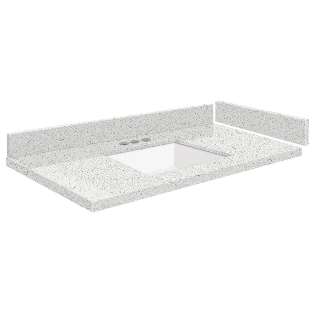 Silestone 31 in. W x 22.25 in. D Quartz Vanity Top in Stellar Snow with White Rectangular Single Sink price history on PriceWatchPro
