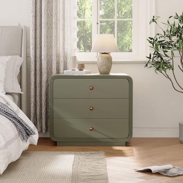 Christopher Knight Creston Olive Green 3-Drawer Nightstand