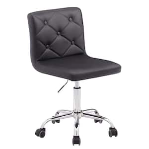 Armless Desk Chair Faux Leather Task Chair Home office Modern Swivel Adjustable Rolling Chairs Black Office Stools